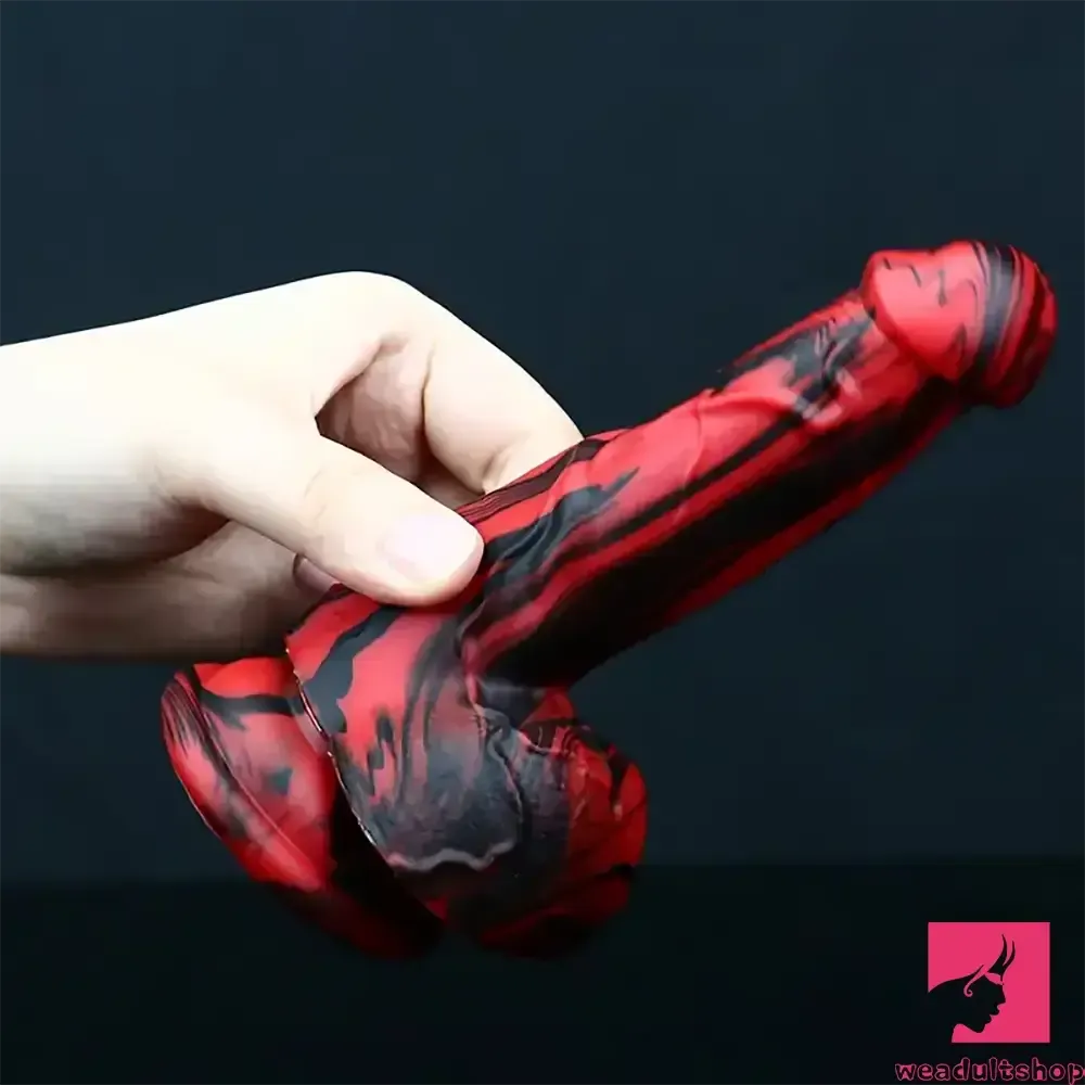 6.1in Silicone Soft Red Black Dildo For G-Spot Anal Stimulation Women Sex