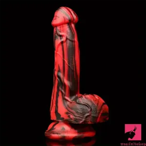 6.1in Silicone Soft Red Black Dildo For G-Spot Anal Stimulation Women Sex