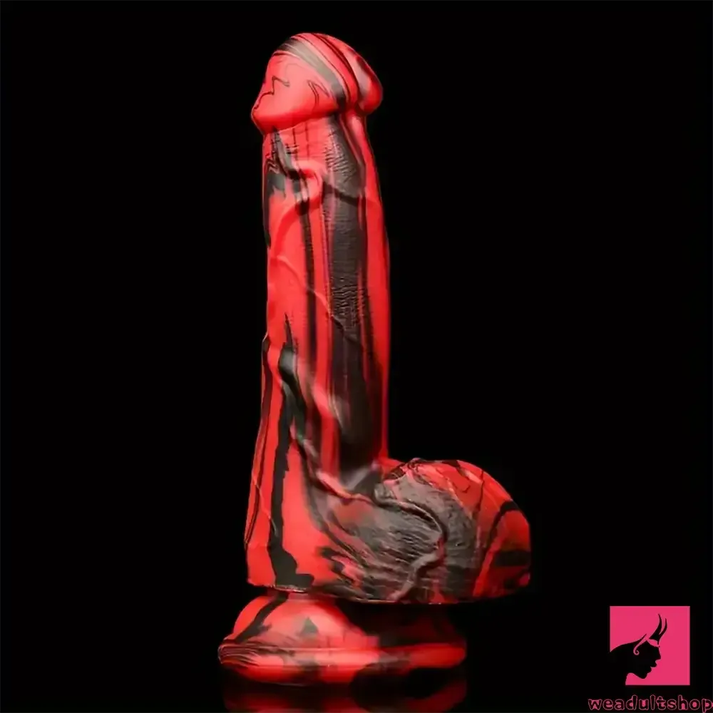 6.1in Silicone Soft Red Black Dildo For G-Spot Anal Stimulation Women Sex
