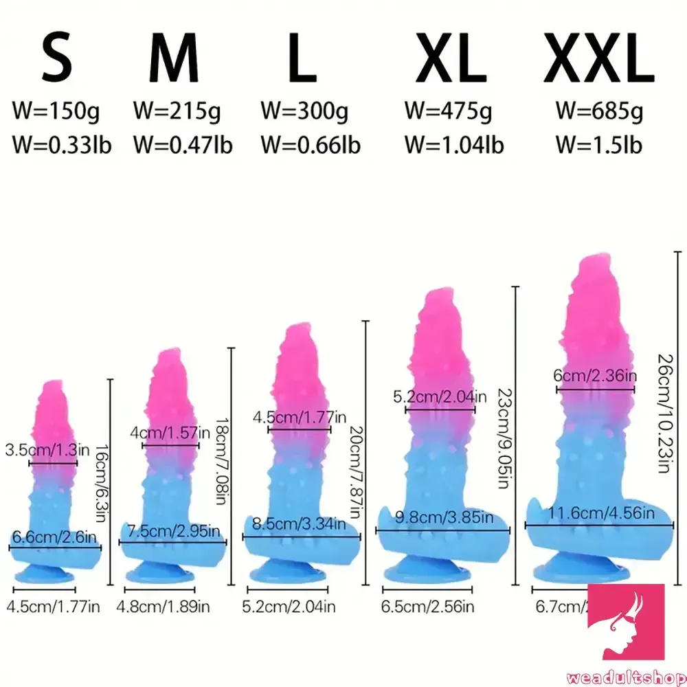 6.3in 7.08in 7.87in 9.05in 10.23in Silicone Fantasy Soft Dildo Love Toy