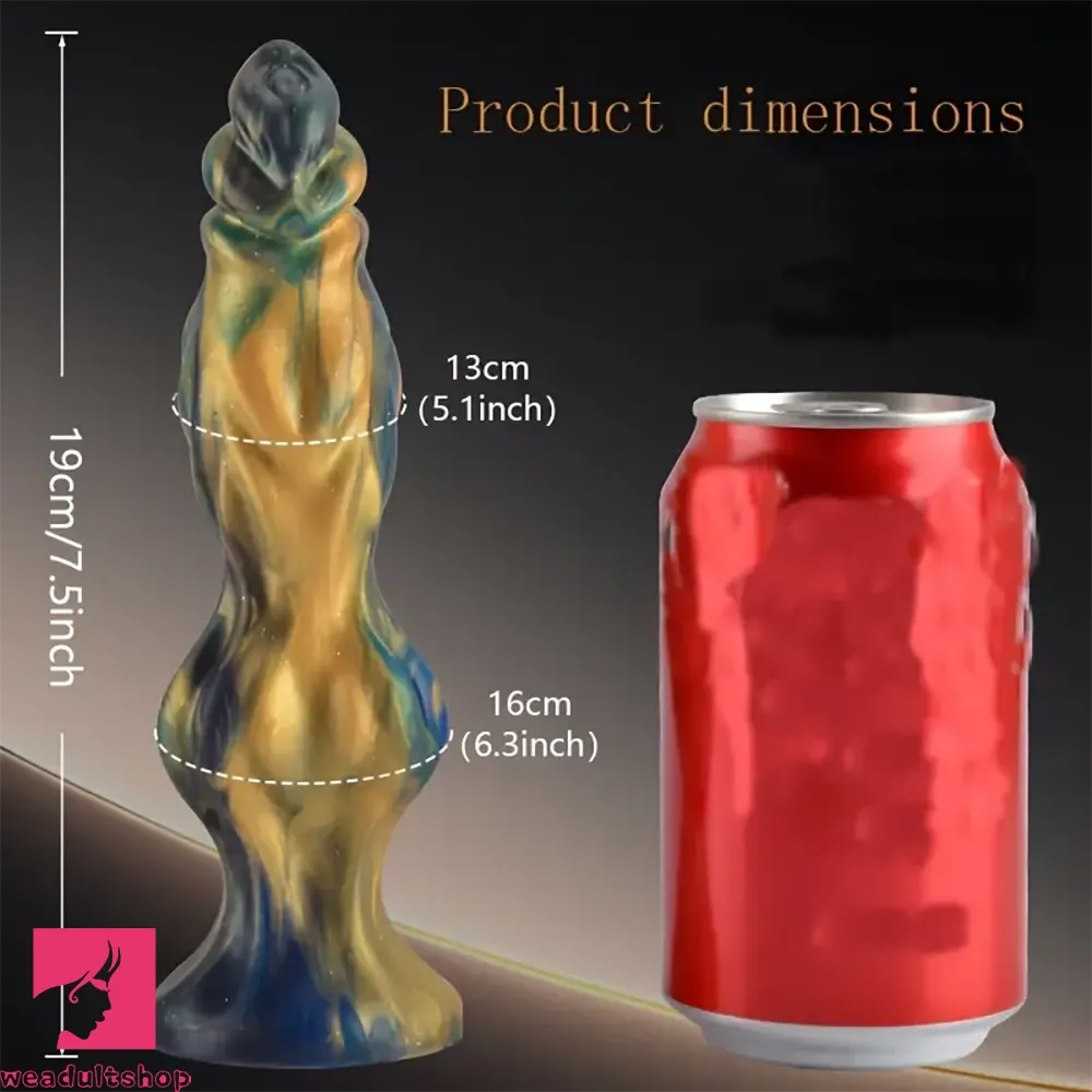 7.5in Mixed Color Soft Silicone Manual Knot Monster Dildo For Orgasm