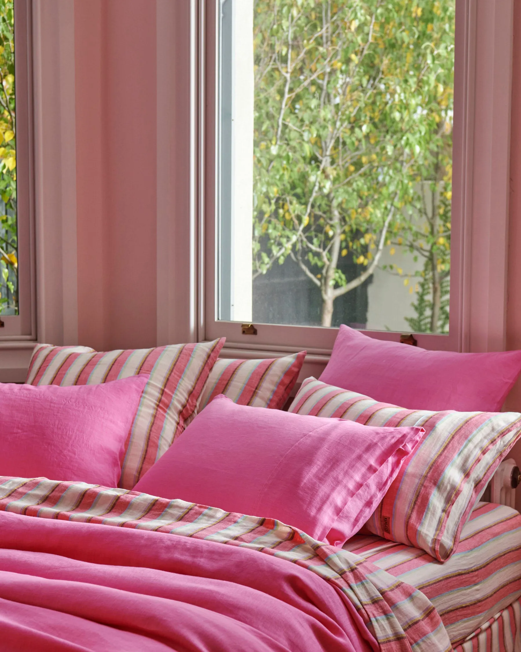 Aurora Pink Linen European Pillowcases