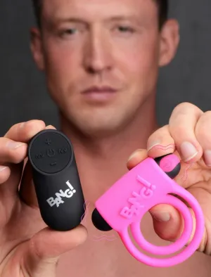 Bang! Vibrating Cock Ring & Bullet w/Remote Control - Pink