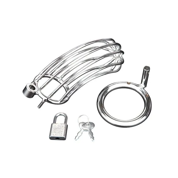 Blue Line - Prisoner Metal Chastity Cock Cage (Silver)