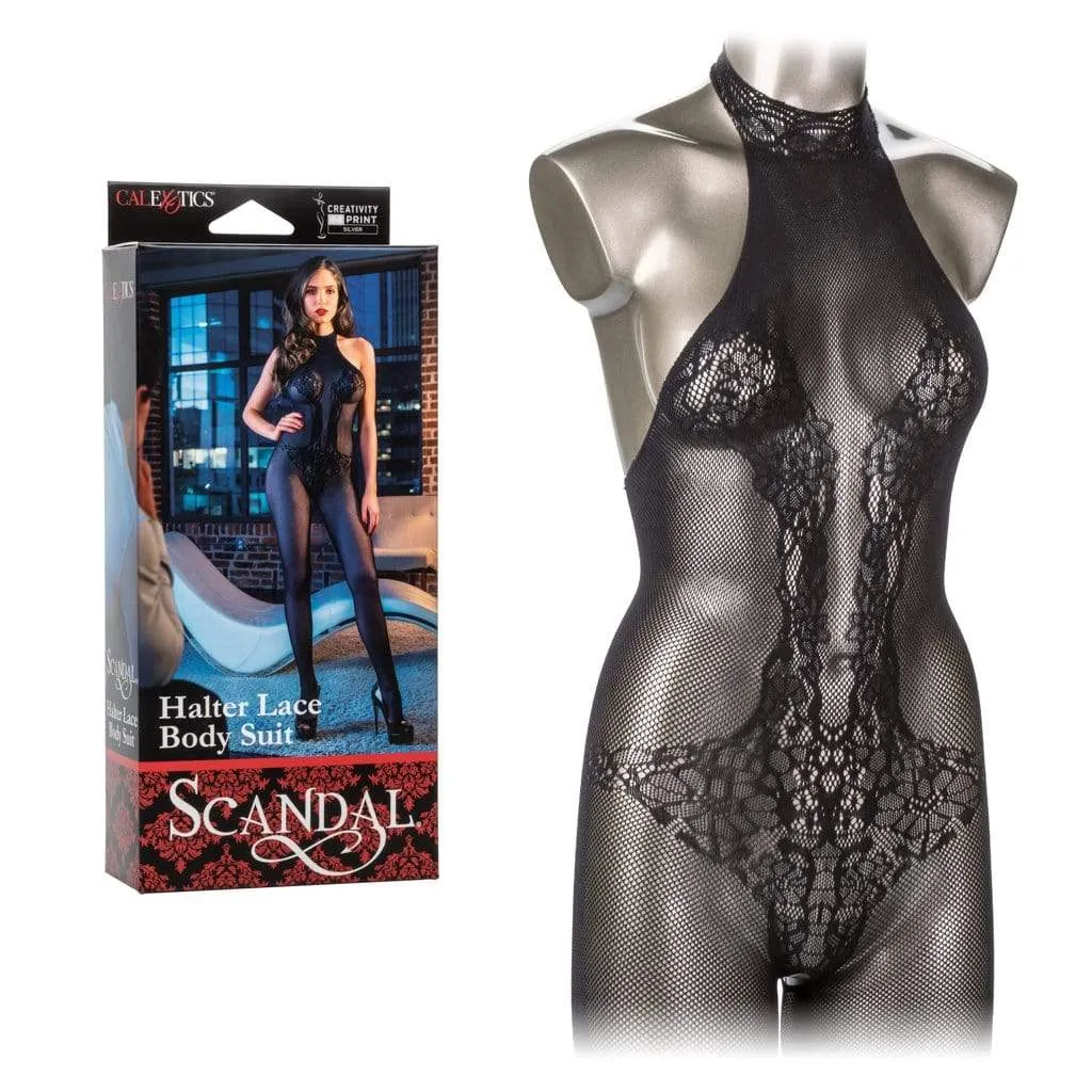 California Exotics - Scandal Halter Lace Body Suit Costume O/S (Black)