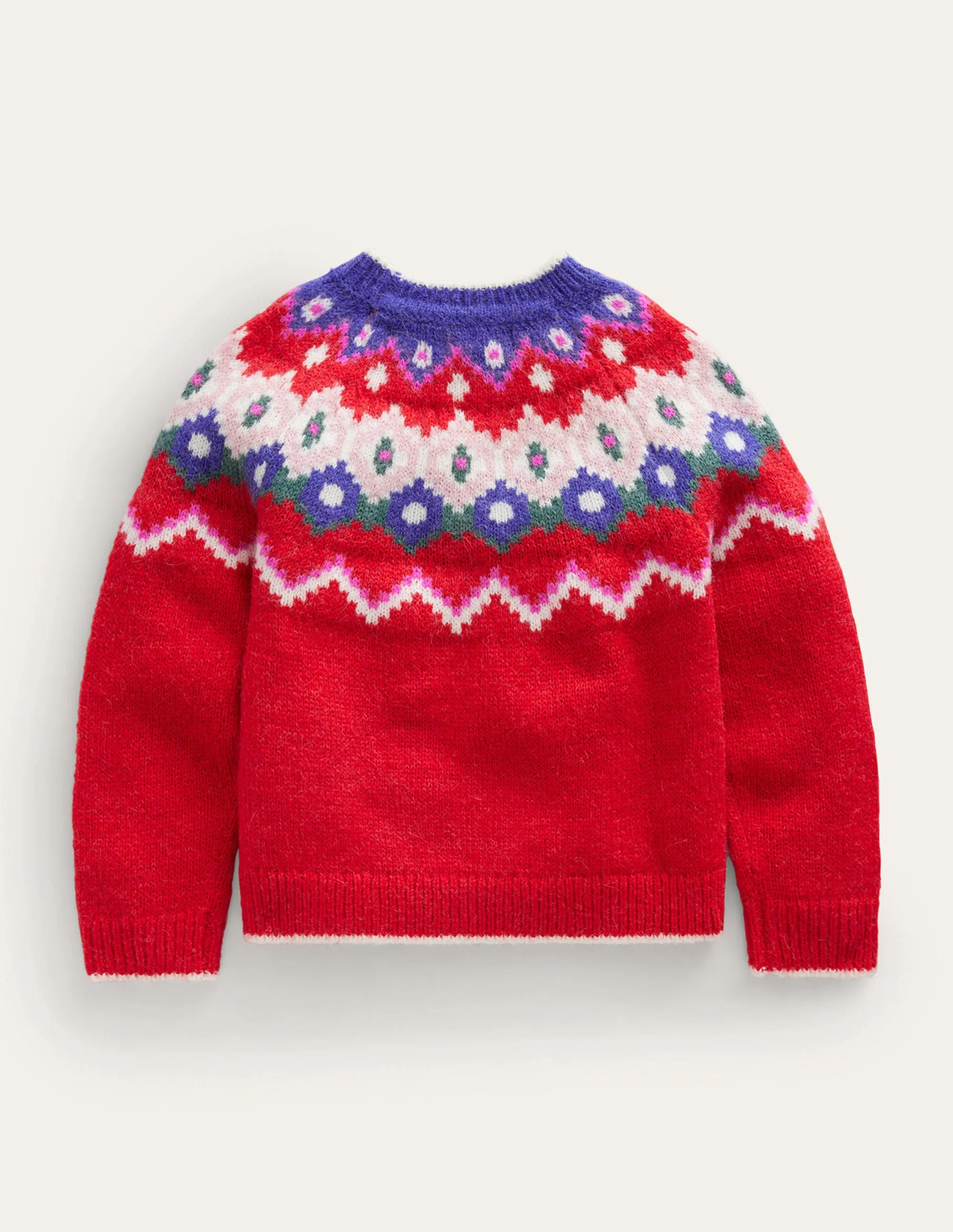 Cosy Fair Isle Sweater-Jam Red