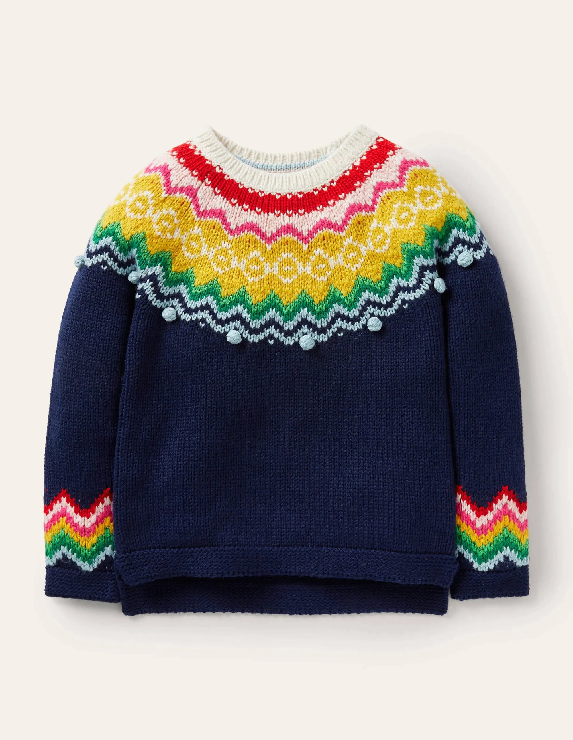 Cosy Fair Isle Sweater-Starboard Blue