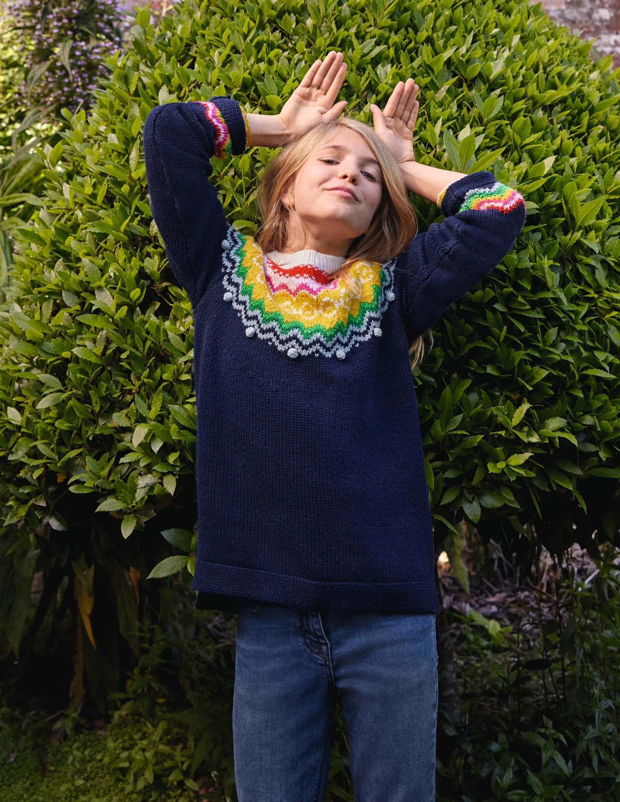 Cosy Fair Isle Sweater-Starboard Blue