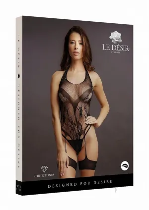 Crotchless Rhinestone Halter Ted Os Blk
