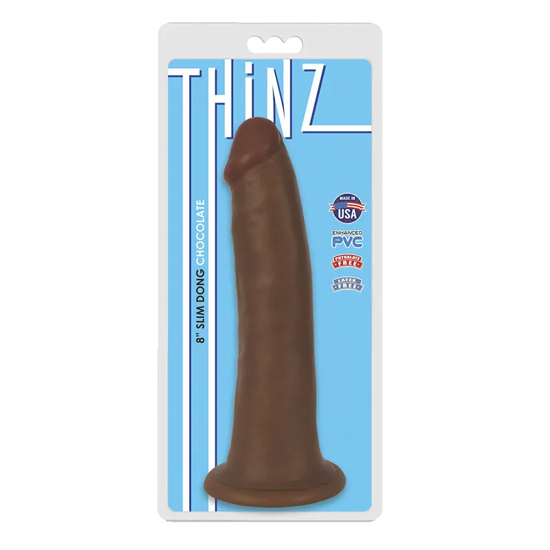 Curve Toys Thinz 8 in. Slim Dildo with Suction Cup Brown
