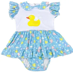 Ducky Bath Time Romper Dress