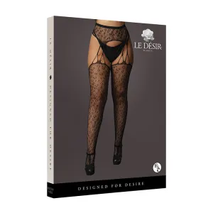 Le Desir Suspender Leopard Pantyhose Black Queen Size
