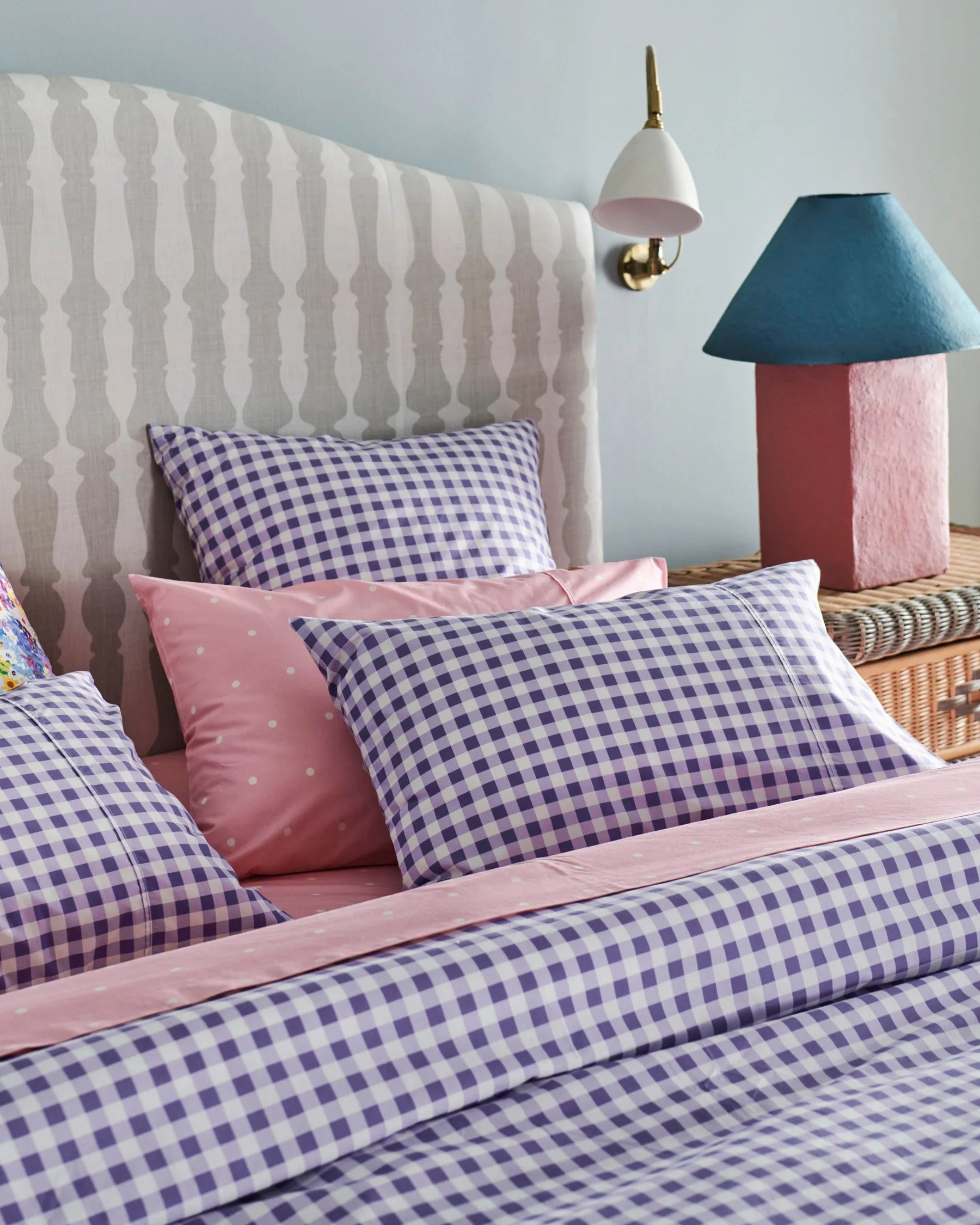 Lilac Gingham Organic Cotton European Pillowcases