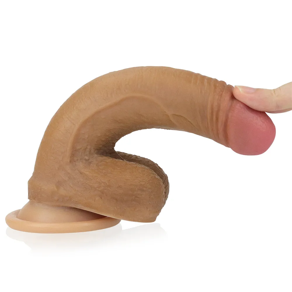 Lovetoy Nature Cock 7 Silicone Dildo Realistic Dong Balls Suction Cup Brown