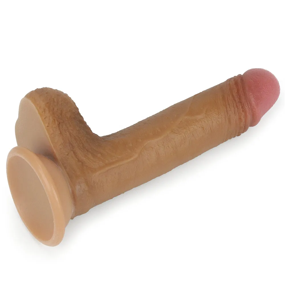 Lovetoy Nature Cock 7 Silicone Dildo Realistic Dong Balls Suction Cup Brown