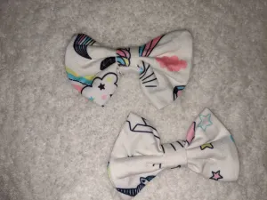 Magical Unicorns Fabric Hair Bow 2pc Set