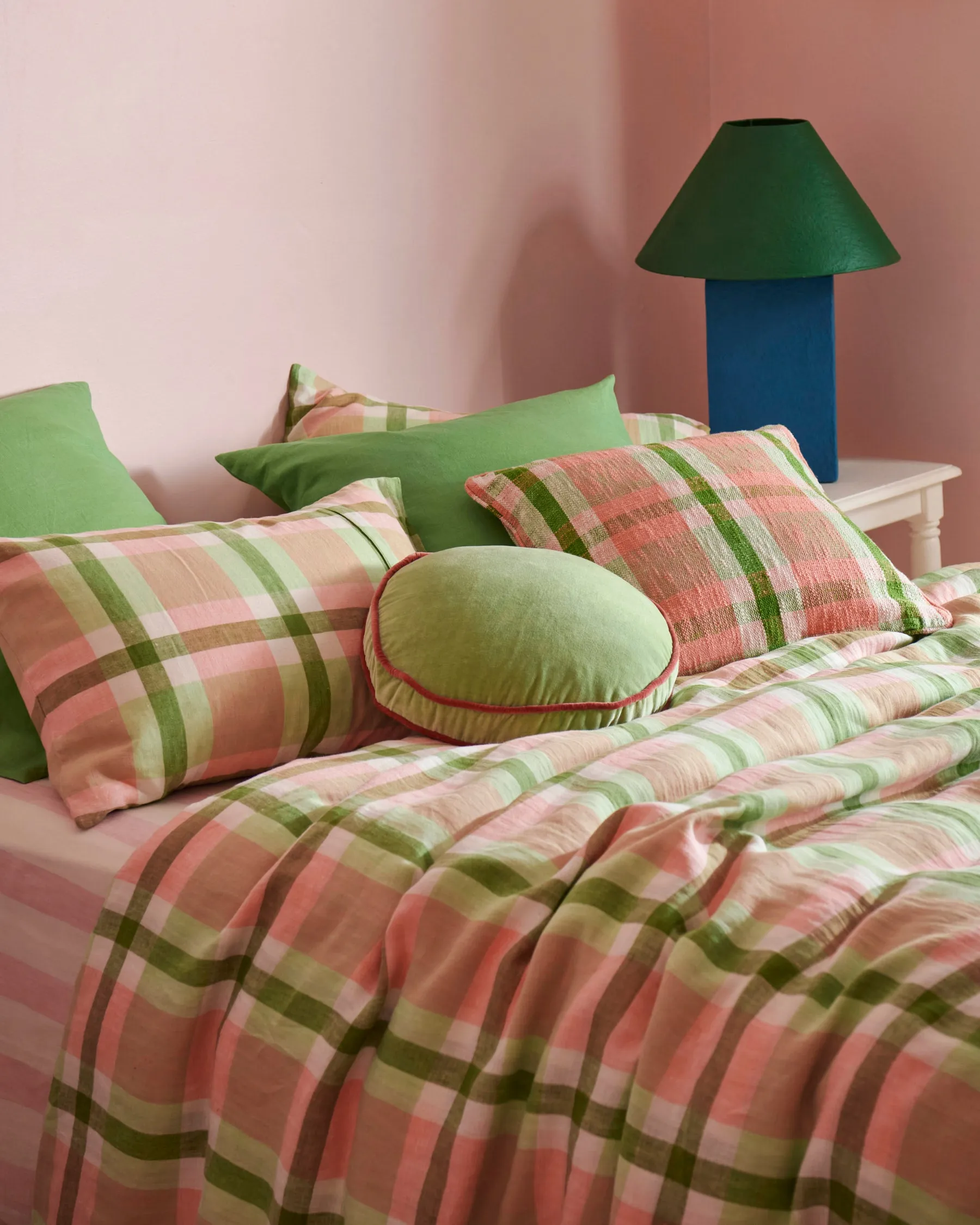 Pistachio Tartan Linen European Pillowcases