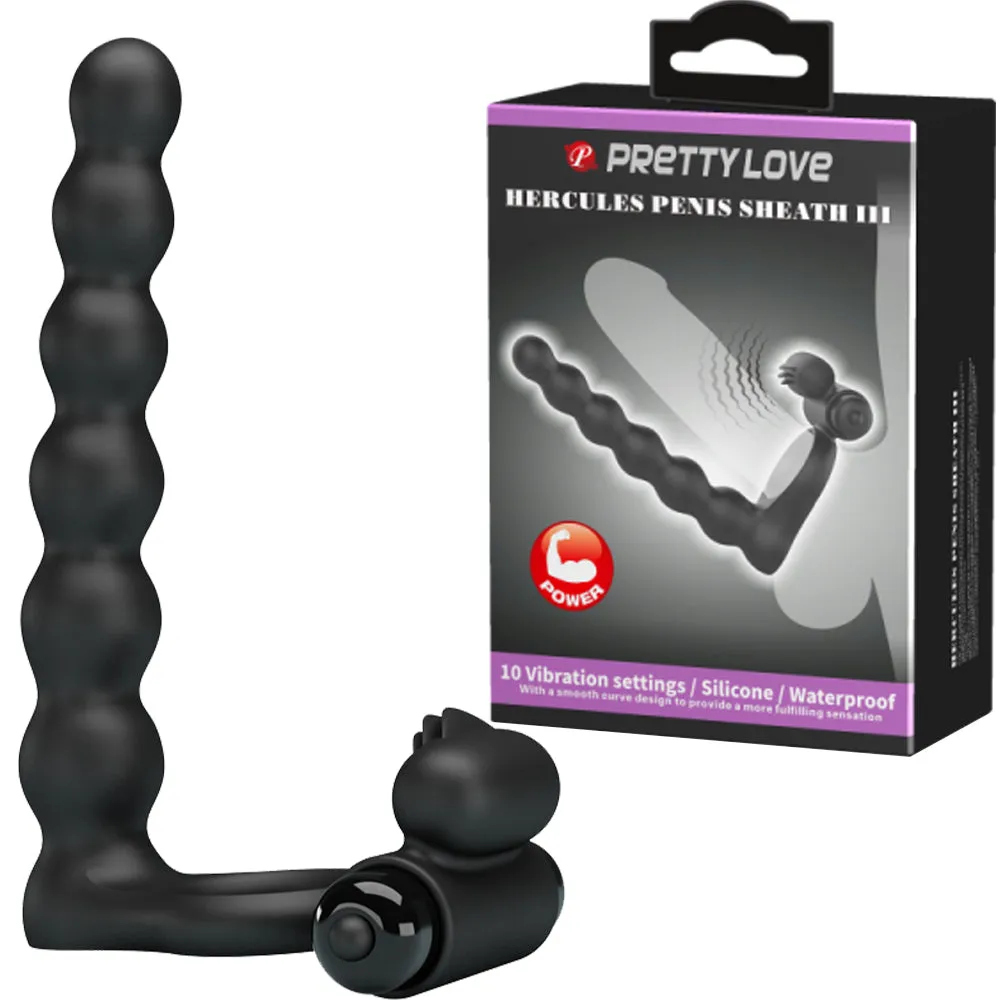 Pretty Love Hercules Penis Sheath Cock Ring Vibrating Couples Double Penetrator
