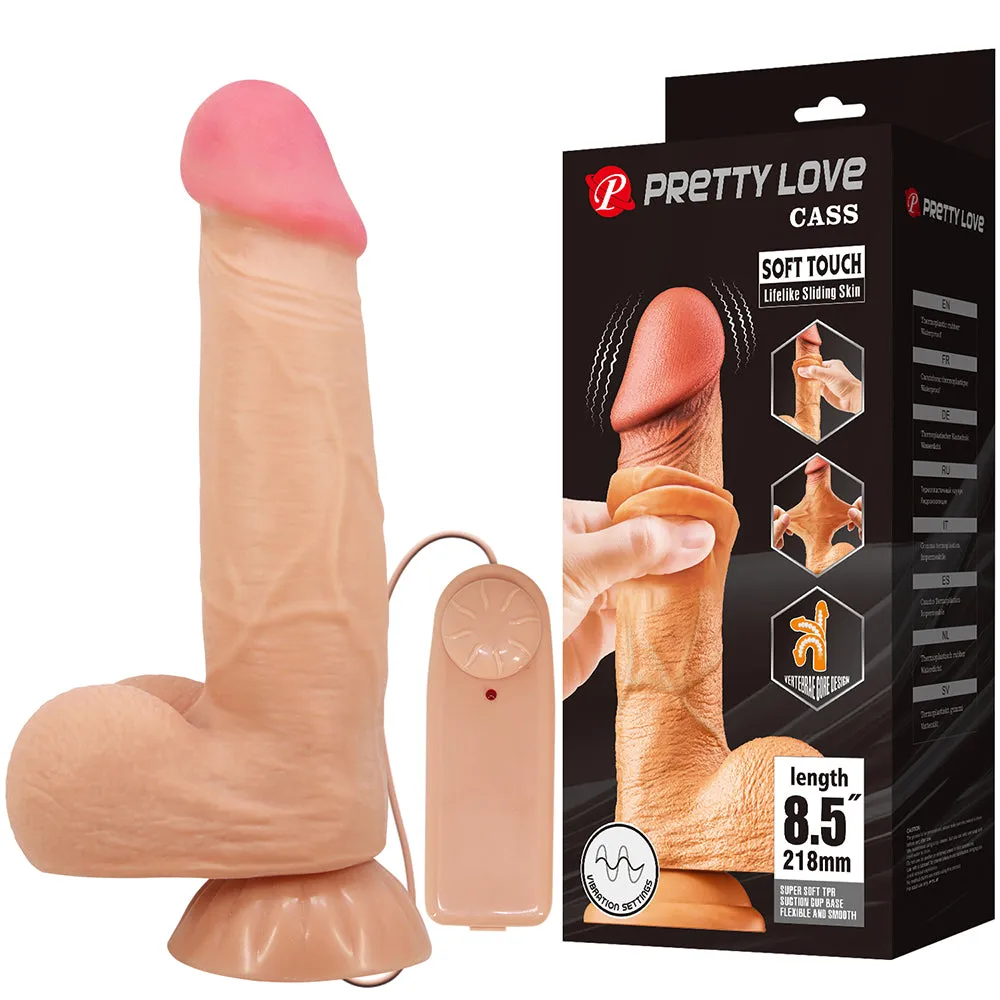 Pretty Love Sliding Skin 8.5 Vibrating Realistic Dildo Suction Cup Dong Sex Toy