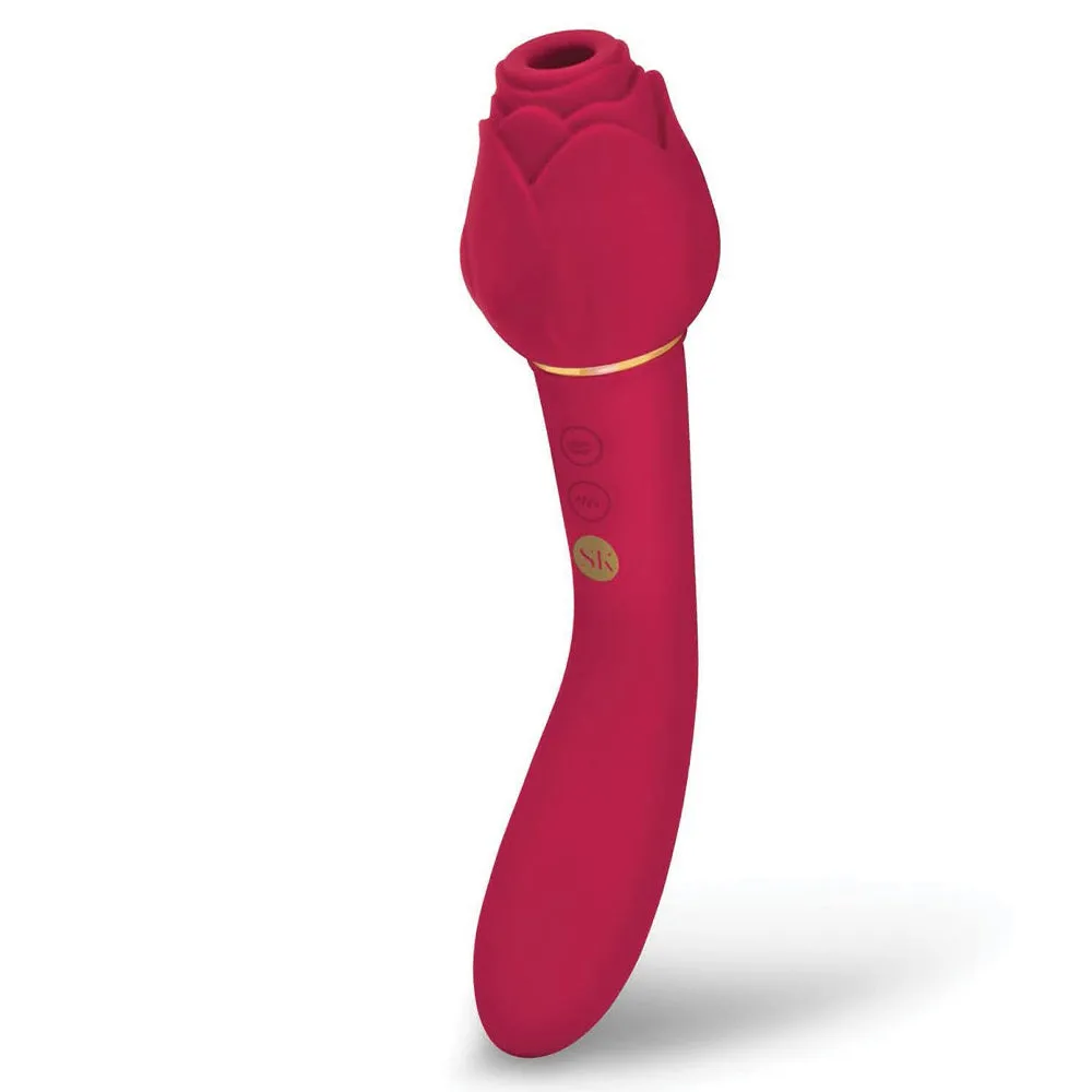 Rosegasm Twosome Dual Ended Rose Bud Clitoral Suction & G-Spot Vibrator Sex Toy