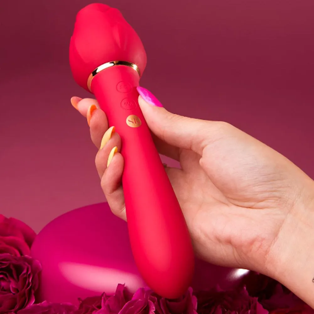 Rosegasm Twosome Dual Ended Rose Bud Clitoral Suction & G-Spot Vibrator Sex Toy