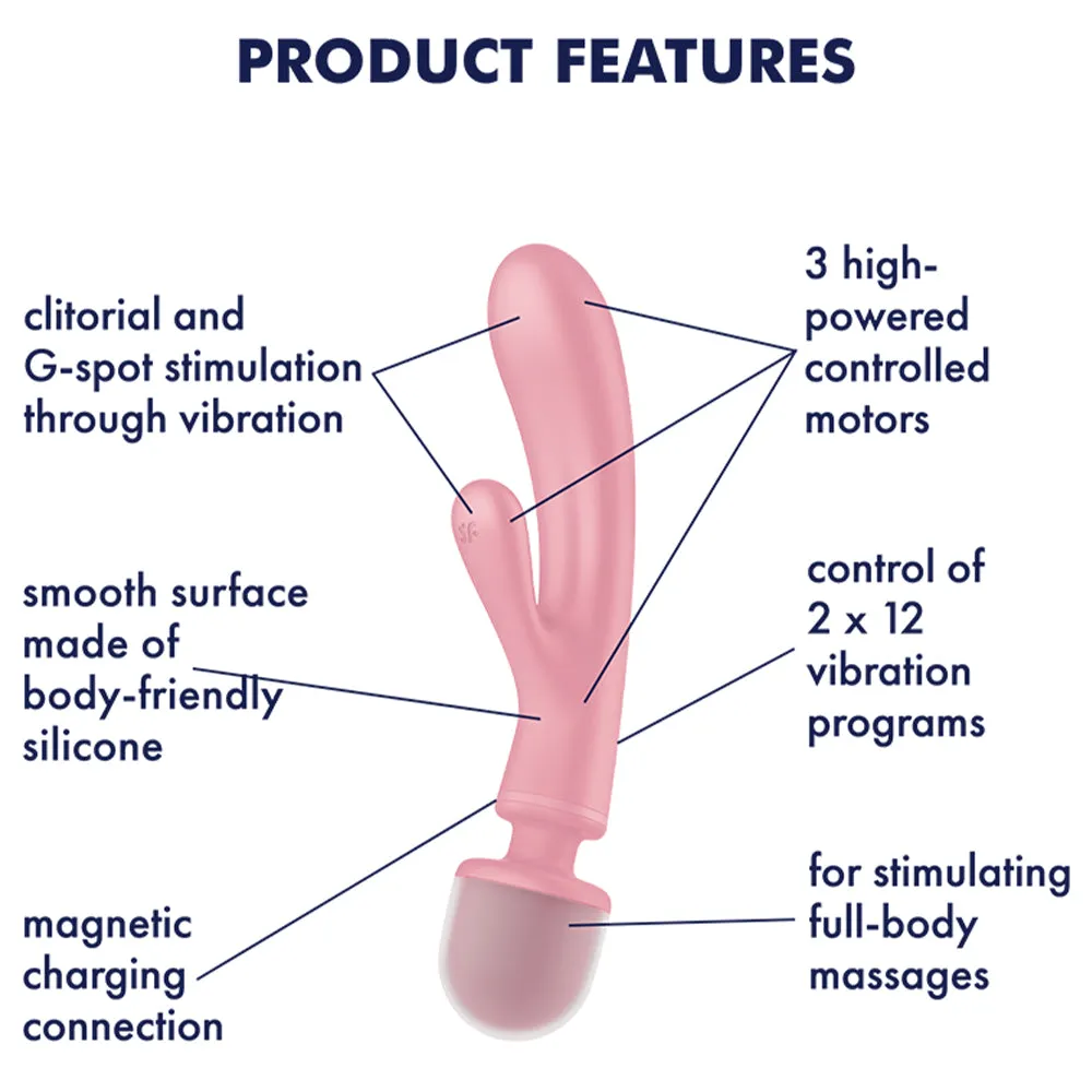Satisfyer Triple Lover G-Spot Rabbit Vibrator   Wand Clitoral Stimulator Sex Toy