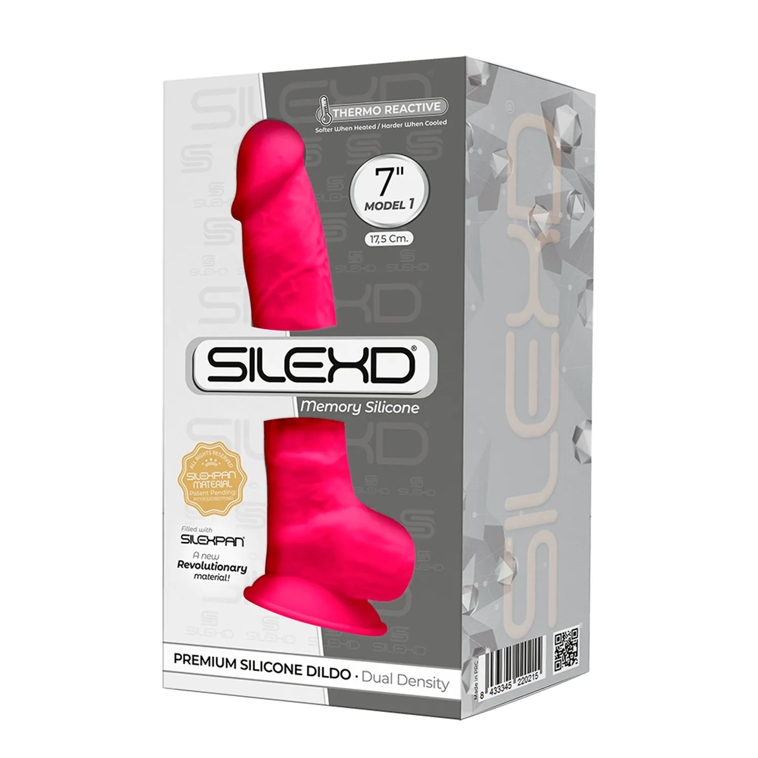 SILEXD MODEL 1 Realistic Silicone 7 Dildo Balls Suction Cup PINK