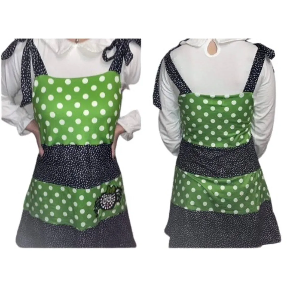 Spider Black & Green Dots Tie Strap Dress