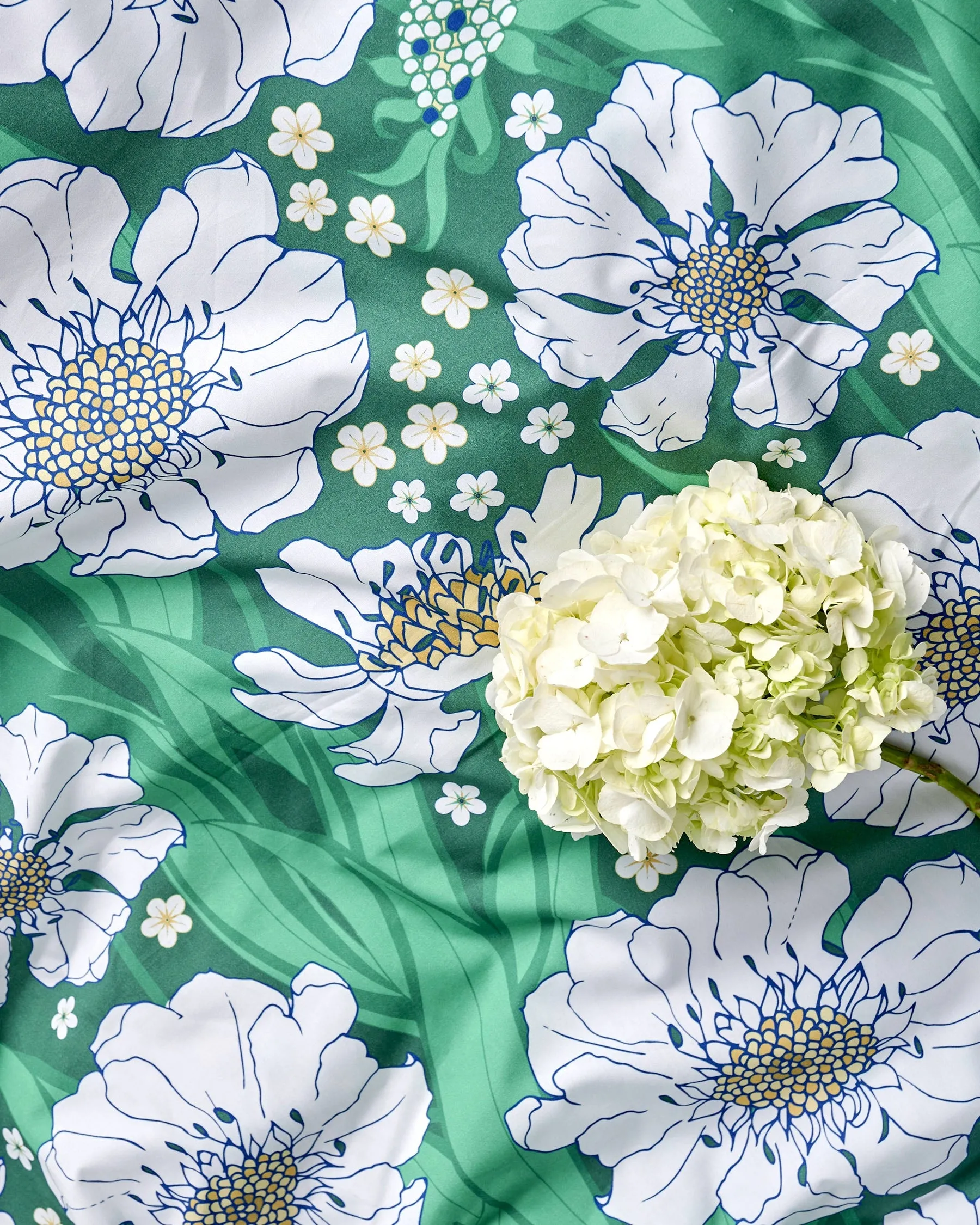Tumbling Flowers Green Organic Cotton European Pillowcases