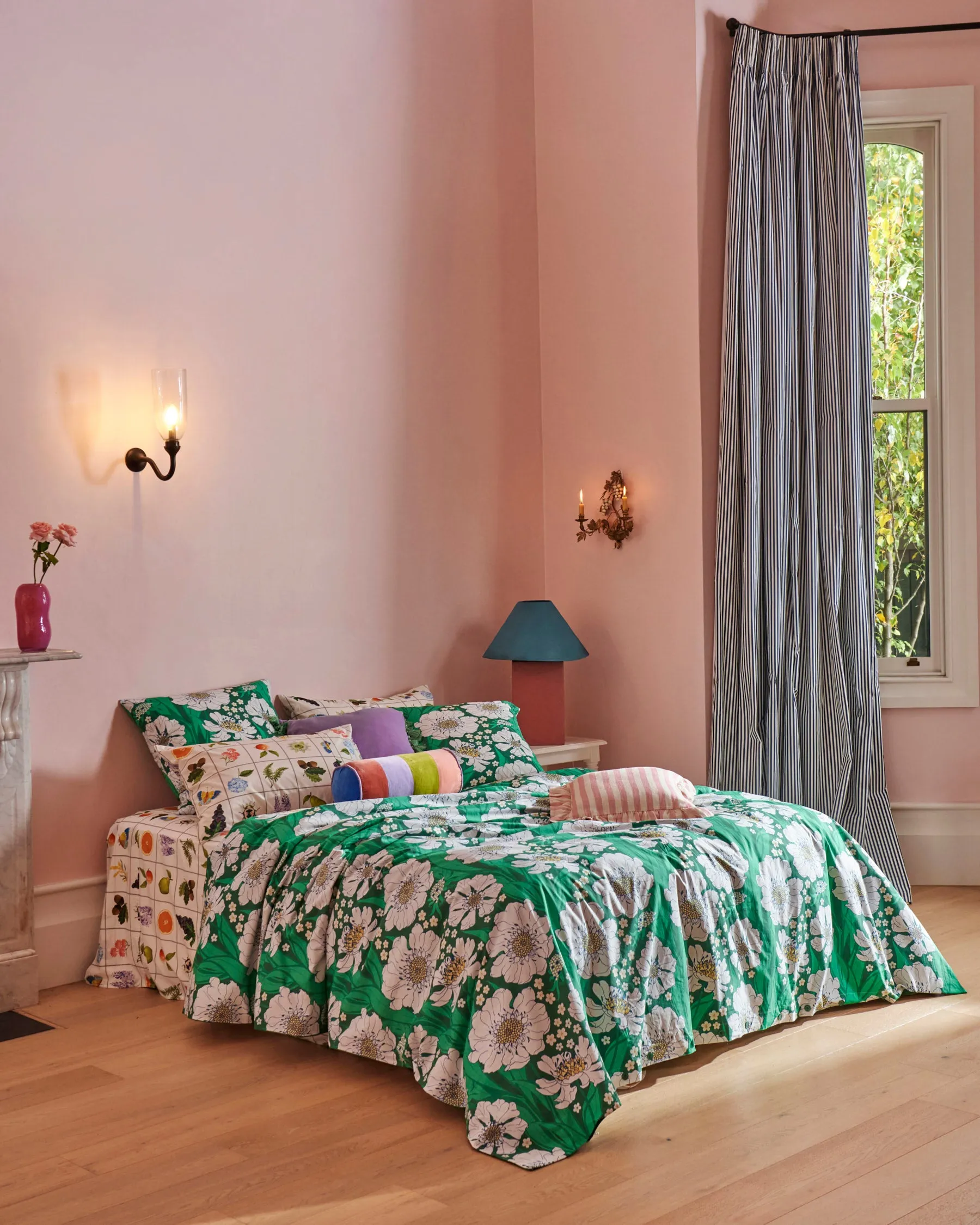 Tumbling Flowers Green Organic Cotton European Pillowcases